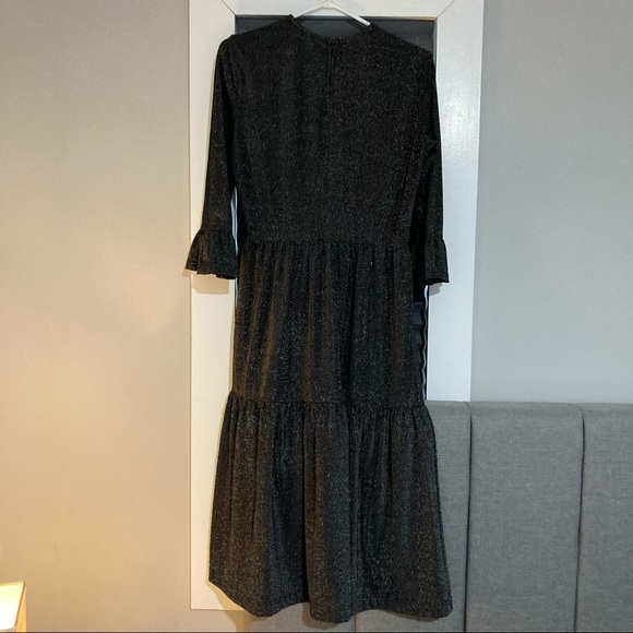Shimmery black and silver long sleeve midi dress - Picture 7 of 15
